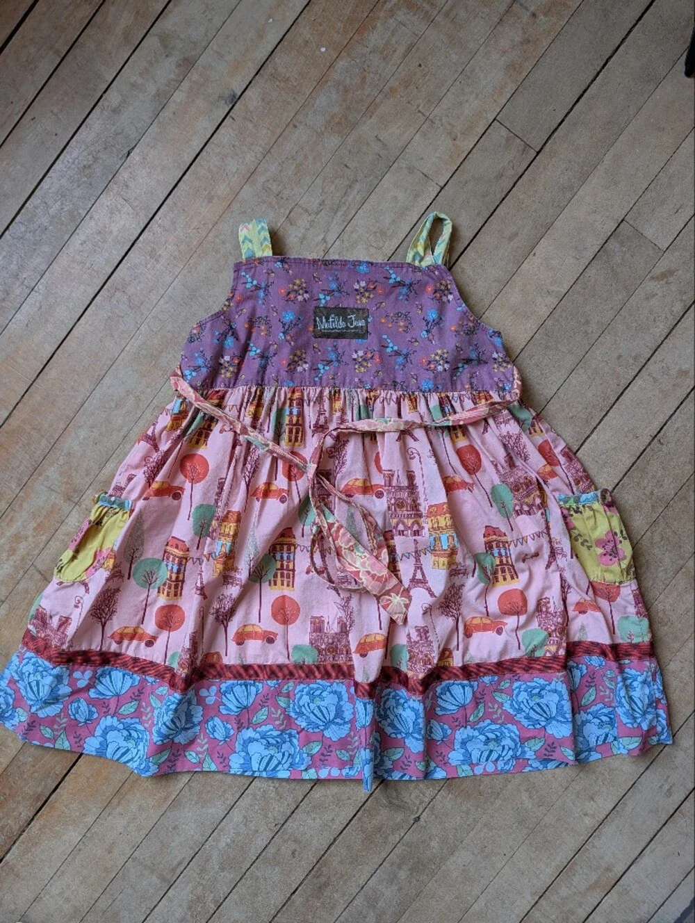 Matilda Jane Eiffel Tower Pink, Purple & Blue Multi-Print Layered Dress